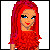 Pixel art contact sheet of a red-haired female character in various poses and text elements with heart symbols.