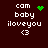 Dark brown background with white text reading 'cam baby iloveyou <3' and green pixelated symbols changing across four views.