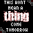 A 48x48 pixel animated contact sheet showing eight frames of a text-based buddy icon with red and white glitchy text on black background, arranged in a 3x3 grid with one empty gray cell.