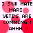 Pixelated text repeats across a white background with red circular shapes, displaying phrases like "I STILL HATE MARI" and "YETI'S ARE COMMING ! AHHH !!".