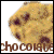 Animated sequence of a chocolate chip cookie image with changing text and small symbols above it, displayed in a