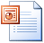 A pixelated orange-brown framed icon with a circular object inside, overlaid on a light blue document with horizontal lines and bullet points.