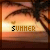 Animated sequence of a beach sunset with palm trees, displaying the word 'SUMMER' in pixelated text that changes color across frames.