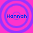 Four identical circular icons with concentric rings on a pink background, each displaying the text 'Hannah' in blue pixelated font.