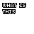 Animated contact sheet of a pixel art icon showing text animation with 'WHAT IS THIS' and 'CRAZY' in black and orange, transitioning from faint to bold across 20 frames.