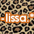 -lissa. text appears in three distinct color backgrounds: orange, black, and brown; each instance includes a small white asterisk to the right of the period.