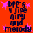 Red background with pink stars and dark blue text reading "bpe's life airy and melody" repeated in a pattern