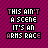 Pixelated text on a magenta striped background with varying letter colors across multiple positions