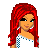 Pixel art contact sheet showing multiple frames of a red-haired female character in blue and white clothing with text elements "Like Em" and "Do You Frery?" across the bottom right.