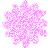 Three static frames of a pink pixelated flower-like shape on gray background, each frame showing identical composition with slight variations in color intensity and pattern density.