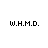 Two identical pixelated text icons displaying 'W.H.M.D.' in black on white background, side-by-side.