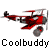 Animated contact sheet of a red biplane icon with gray propeller and landing gear, displayed across 8 frames in a 3x3 grid layout with visible text "Coolbuddy" beneath each frame.