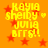 Yellow pixelated text on orange background with red stars, displaying 'KAYIA sheiby JUNIA BRTS!!' with heart symbols.