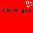 Red background with white pixelated heart symbol above black text reading "i love you i love you" in two identical segments.
