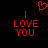 Red pixelated text 'I LOVE YOU' on black background with red heart symbol above text, two identical frames side-by-side.