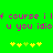 Green background with pink pixelated text reading "of course i l u you idio" and yellow-green star-like symbols arranged in two