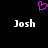 A static image with a black background displays two white 'Josh' text labels flanking a pink pixelated heart symbol above them.