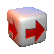 A sequence of 12 cube-shaped icons arranged in a , each displaying a red arrow on a white cube with a blue top, showing progressive simplification of visible faces