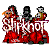 Four distinct pixelated group images arranged in a , each featuring stylized characters with unique color schemes and poses