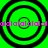Four black concentric circles on a bright green background with pink text reading 'dalalalalalalalalalalalalalalalal' horizontally across the middle.