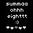 Pixelated text and symbols on black background with two variations of a heart pattern below the text.