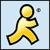 Pixelated yellow figure with rounded head and limbs against light blue background, black outline defining shape.