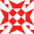 Red and white pixelated geometric pattern with central star and surrounding diamond shapes.