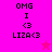 Pixelated text and symbols on a bright pink background with two star icons, one in the top-right corner and another at bottom-center.
