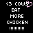 <3 cows eat more chicken !!!!!!!!!!! with a pink heart symbol over the 'w' in 'cows'