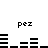 Black and white pixelated icon with repeated 'pez' text above two of horizontal bars, showing animation where bars shift position across frames