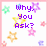 Pixelated animation with pink border showing text changes: 'Why, You Ask?', then 'Cuz.', then 'I'm Cool Like That!' over star background.