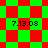 Green and red pixelated pattern with four instances of '7.13.08' text, transitioning from to diamond shapes