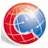 Circular icon with red and blue gradient sections forming a partial ring around a central blue sphere with white highlights.