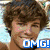 Six display a person with brown hair in various poses and color treatments, some with text overlays including "OMG!" and "hotOMG!"