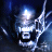 Pixelated static image of a humanoid figure with glowing blue and white effects against dark background, appearing to hold or emit energy beams from hands.