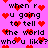 Pixelated text on a pink background with red heart symbols scattered throughout, displaying repeated phrases about telling the world who you like.