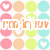 Pixelated graphic with pastel circles and hearts on white background, orange text reading "I'm in love with Peter" above "always and never" and date "12.04.07".
