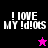 Four display "!LOVE MY !d!0KS" text with a star symbol changing color and position