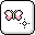 Pixel art butterfly with pink wings and yellow body, surrounded by black dot patterns on white background.