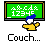 Pixelated character with blue hair and yellow shirt stands before green chalkboard displaying '12345' in white text, changing text below from 'Couch...' to 'Correct!' across frames.