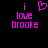 Pixelated pink text and heart symbol on black background, with one version showing a heart above 'i love brooke' and another without the heart.
