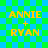 Green and blue checkered background with yellow text reading ANNIE + RYAN in four identical quadrants.