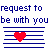 Pixelated blue text on white background with red 'DENIED' stamps over repeated heart symbols and partial phrases.
