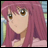 A 48x48 pixel buddy icon featuring a side-profile anime character with pink hair and brown eyes on the left, paired with "Anime IM" text in white pixelated font on black background on the right.