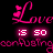Animated pink 'Love' text with small hearts above, digital numbers below, and repeating 'confusing' text on a black background.