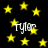Black background with scattered yellow stars and repeated white text 'Tyler' in a stylized font.