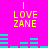 Bright pink background with yellow text 'I LOVE ZANE' and cyan horizontal bars changing position across frames.