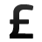 Black pound sterling symbol on light gray background, rendered with pixelated edges and gradient shading.