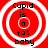 Red background with four identical circular white concentric rings, each containing black text reading "Cupid is a fat baby" in pixelated font.