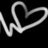White neon-style heart outline with a wavy line extending from its left side, displayed on black background in three distinct positions.